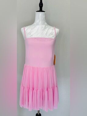 NWT Blogilates × Popflex, Pink Ballerina Tiered Mini Dress XL